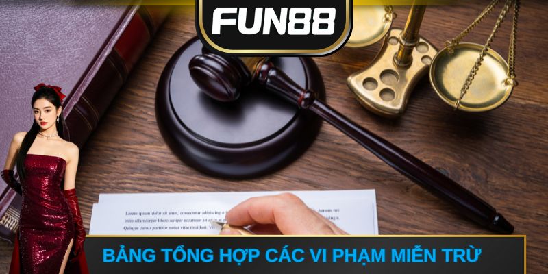 Bảng tổng hợp các vi phạm miễn trừ