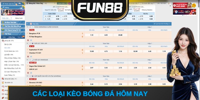 Các loại kèo bóng đá hôm nay