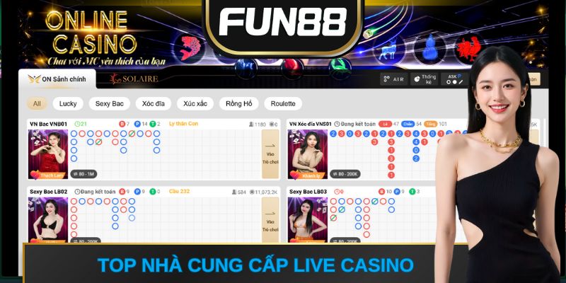 top nhà cung cấp live casino